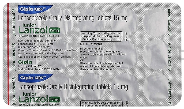 Junior lanzol 15 mg strip of 15 Tab